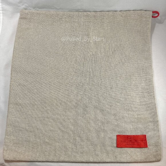 VALENTINO GARAVANI Beige Drawstring Dust Bag with Red Label 12" W x 12.5" L NWOT - Picture 3 of 9